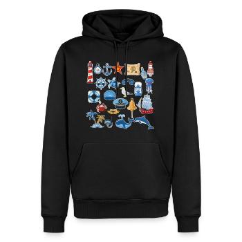 Nautical spirit for summer time - Sweat à capuche Premium bio Homme - noir - Devant - Nico (187cm)