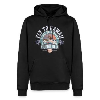 Fly to Hawaii close to perfect vintage - Sweat à capuche Premium bio Homme - noir - Devant - Nico (187cm)