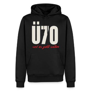 BD - Ü70 und es geht weiter - Aufschrift - - Männer Premium Bio Hoodie - Schwarz - Vorne - Nico (187cm)