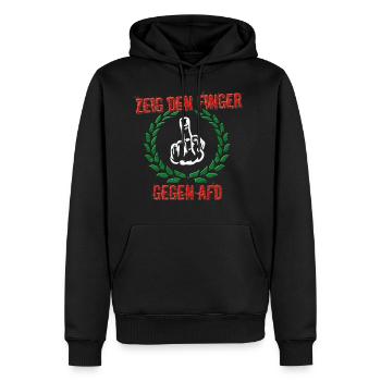 Zeig den Finger gegen AFD - Männer Premium Bio Hoodie - Schwarz - Vorne - Nico (187cm)