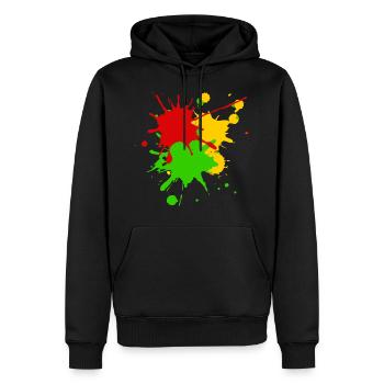 Reggae couleurs Afrique Roots Drapeau Éclaboussures de couleur - Sweat à capuche Premium bio Homme - noir - Devant - Nico (187cm)