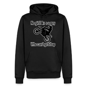 Kein Mädchen liebt einen Mann, der es nicht aufstehen kann - Männer Premium Bio Hoodie - Schwarz - Vorne - Nico (187cm)