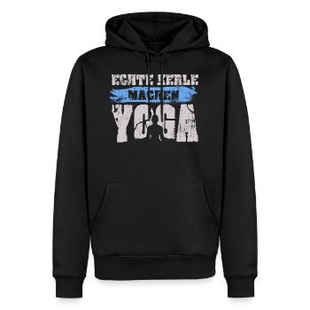 Echte Kerle machen Yoga: Yoga Männer - Männer Premium Bio Hoodie - Schwarz - Vorne - Nico (187cm)