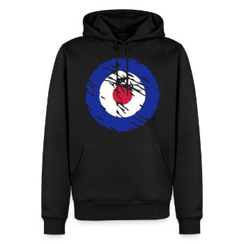 Mod signe vintage - Sweat à capuche Premium bio Homme - noir - Devant - Nico (187cm)