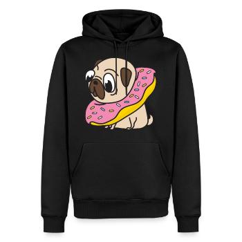 Pug Donut Dog Animaux Animaux domestiques - Sweat à capuche Premium bio Homme - noir - Devant - Nico (187cm)