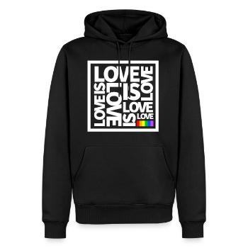 LGBT Love is Love Quadrat Gay Pride - Männer Premium Bio Hoodie - Schwarz - Vorne - Nico (187cm)