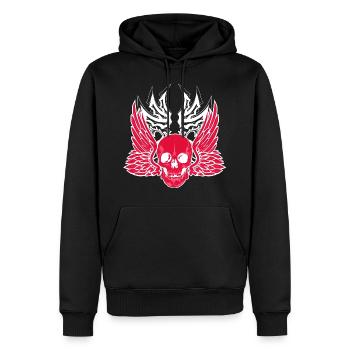 Kopf des Totenschädels Schädelflügel Flügel Phantasie Desi - Männer Premium Bio Hoodie - Schwarz - Vorne - Nico (187cm)