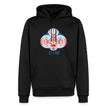 Voler et commencer - Sweat à capuche Premium bio Homme - noir - Devant - Nico (187cm)