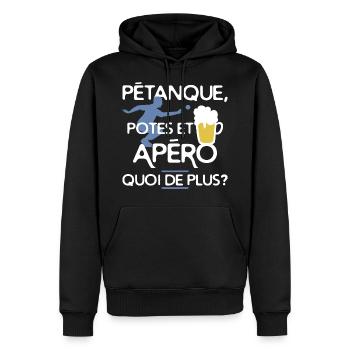 Boccia und Aperitif - Männer Premium Bio Hoodie - Schwarz - Vorne - Nico (187cm)