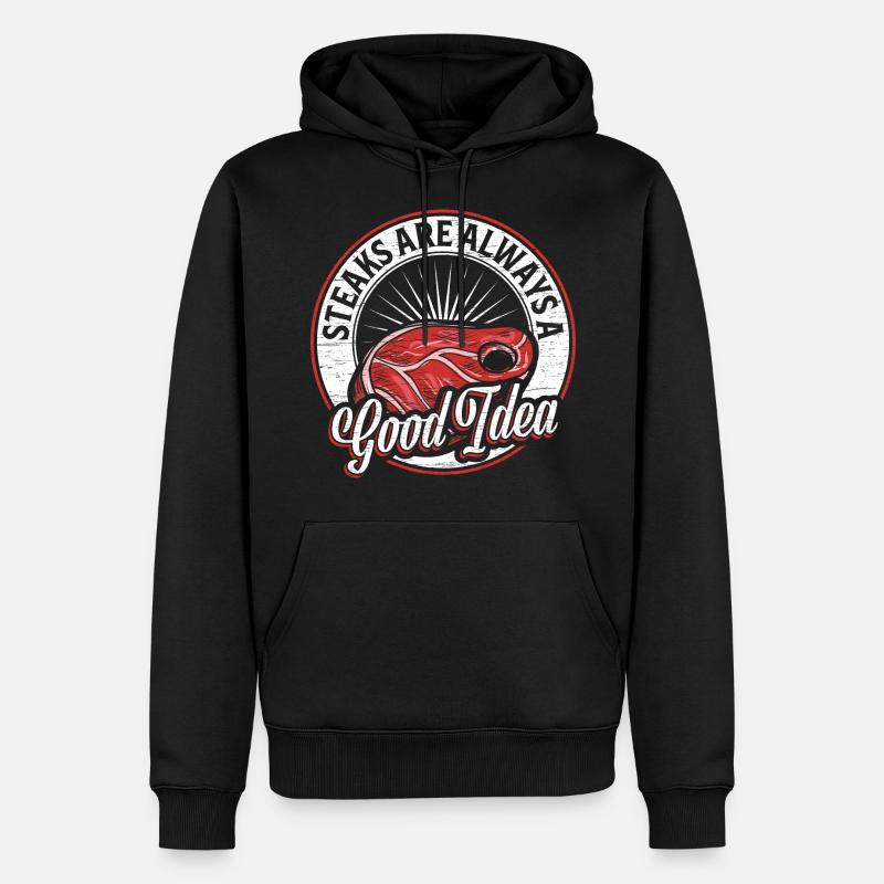 Steak - Männer Premium Bio Hoodie - Schwarz