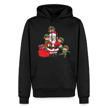 Weihnachtsmann Elfen | Weihnachten Illustration - Männer Premium Bio Hoodie - Schwarz - Vorne - Nico (187cm)