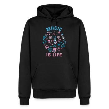Musik - Männer Premium Bio Hoodie - Schwarz - Vorne - Nico (187cm)