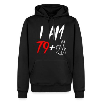 80. Geburtstag Mittelfinger 80 Jahre Geschenk - Männer Premium Bio Hoodie - Schwarz - Vorne - Nico (187cm)