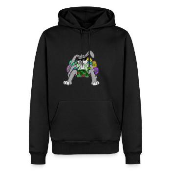 Kiffender lapin de Pâques, cadeau Pâques mauvaise herbe - Sweat à capuche Premium bio Homme - noir - Devant - Nico (187cm)