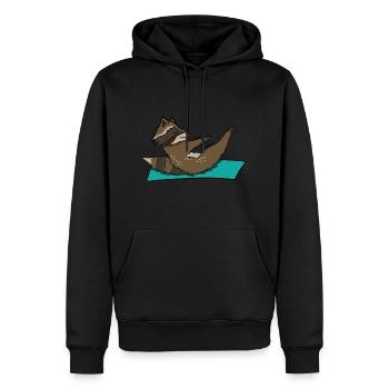 Fitness raton laveur. cadeau sport yoga animal doux - Sweat à capuche Premium bio Homme - noir - Devant - Nico (187cm)