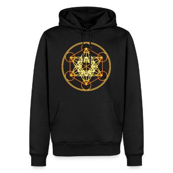 Metatrons Würfel, Heilige Geometrie, Spiritualität - Männer Premium Bio Hoodie - Schwarz - Vorne - Nico (187cm)