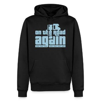 Sur la route à nouveau! - Sweat à capuche Premium bio Homme - noir - Devant - Nico (187cm)