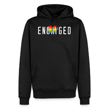 ENGAYGED Gay Pride - Mariage gay - Sweat à capuche Premium bio Homme - noir - Devant - Nico (187cm)