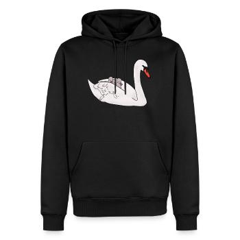 Famille cygne - Sweat à capuche Premium bio Homme - noir - Devant - Nico (187cm)
