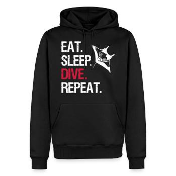 Eat Sleep Dive Repeat - Manta Ray - Vector Design - Men’s Premium Organic Hoodie - black - Front - Nico (187cm)