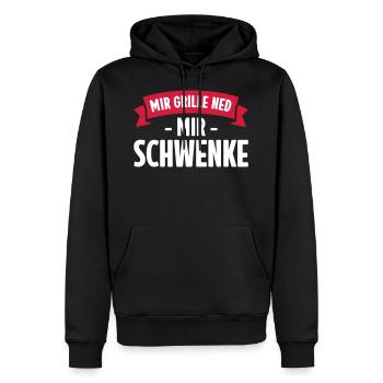 MIR GRILLE NED MIR SCHWENKE | Saarländisch - Männer Premium Bio Hoodie - Schwarz - Vorne - Nico (187cm)