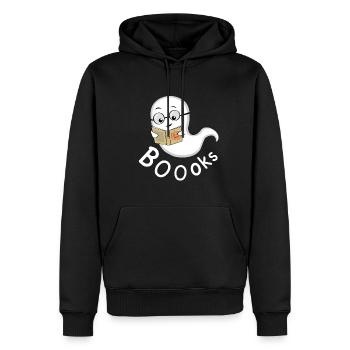 Fantôme Boo Bookworm Halloween Livre - Sweat à capuche Premium bio Homme - noir - Devant - Nico (187cm)