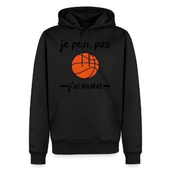 je peux pas jai basket - Sweat à capuche Premium bio Homme - noir - Devant - Nico (187cm)
