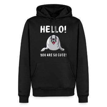 phoque animal mer otarie idée cadeau phoque Doux - Sweat à capuche Premium bio Homme - noir - Devant - Nico (187cm)