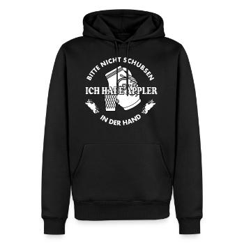 Not pushing apples in hand, Frankfurt Hesse - Men’s Premium Organic Hoodie - black - Front - Nico (187cm)