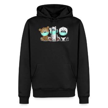 Grizzly Bär Polar Bär Panda Bär mit Mundschutz - Männer Premium Bio Hoodie - Schwarz - Vorne - Nico (187cm)