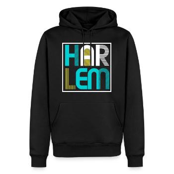 Harlem - Sweat à capuche Premium bio Homme - noir - Devant - Nico (187cm)