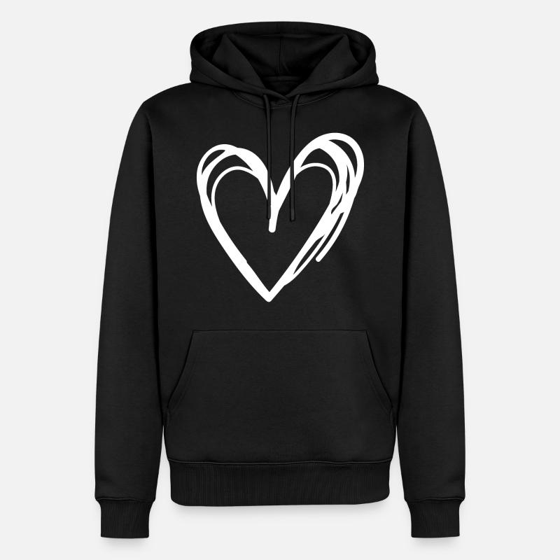Herz - Männer Premium Bio Hoodie - Schwarz