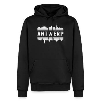 Anvers Antwerp Belgique Cadeau Rengaine Vacances - Sweat à capuche Premium bio Homme - noir - Devant - Nico (187cm)