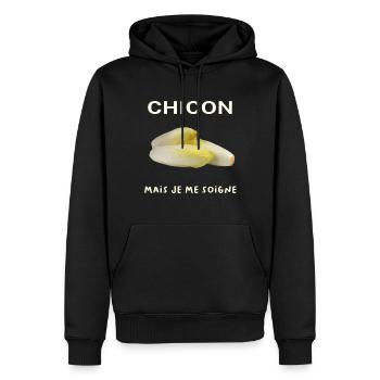 Chicon mais je me soigne cadeau humour chti Nord - Sweat à capuche Premium bio Homme - noir - Devant - Nico (187cm)