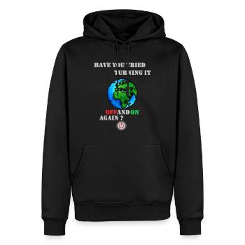 Have you tried turning it off and on again? - Men’s Premium Organic Hoodie - black - Front - Nico (187cm)
