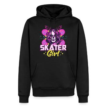Skater Girl Longboard Skateboard Geschenkidee - Männer Premium Bio Hoodie - Schwarz - Vorne - Nico (187cm)