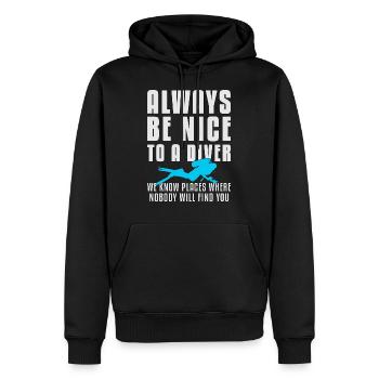 Plongée Plongée Plongeur Mer Eau Idée cadeau - Sweat à capuche Premium bio Homme - noir - Devant - Nico (187cm)