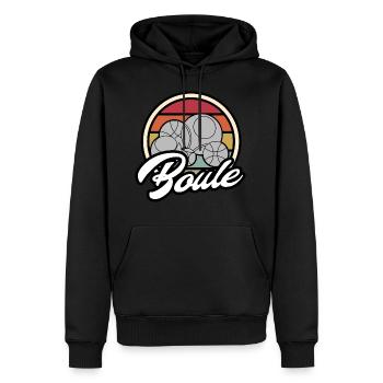 Boules de boules pentanqué motif rétro vintage - Sweat à capuche Premium bio Homme - noir - Devant - Nico (187cm)