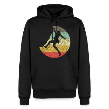 Mountaineering Climbing Gift Bouldering Retro Cool - Men’s Premium Organic Hoodie - black - Front - Nico (187cm)