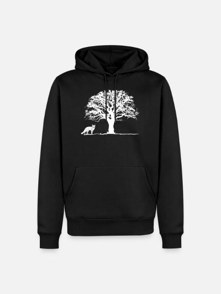 Arbre et renard - Sweat à capuche Premium bio Homme - noir