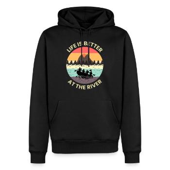 Vintage Rétro Rafting Rafter River Paddle Cadeau - Sweat à capuche Premium bio Homme - noir - Devant - Nico (187cm)