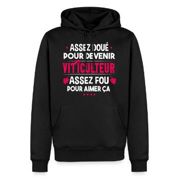 Viticulteur. Cadeau métier vigneron. Viticulture - Sweat à capuche Premium bio Homme - noir - Devant - Nico (187cm)