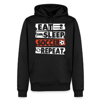 Eat Sleep Soccer Repeat - Männer Premium Bio Hoodie - Schwarz - Vorne - Nico (187cm)