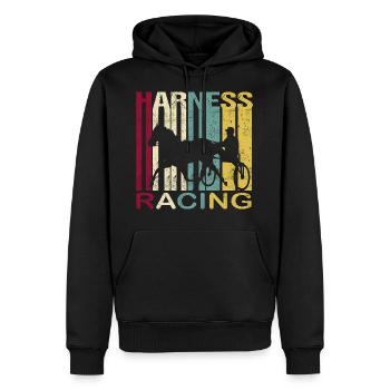 Harnais Racing Harness Racing Retro Vintage Silhouette - Sweat à capuche Premium bio Homme - noir - Devant - Nico (187cm)