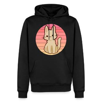 Chat anime au coucher du soleil - Sweat à capuche Premium bio Homme - noir - Devant - Nico (187cm)