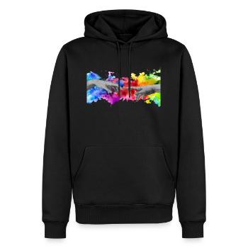 Michi Mode Trend Style Cool - Männer Premium Bio Hoodie - Schwarz - Vorne - Nico (187cm)