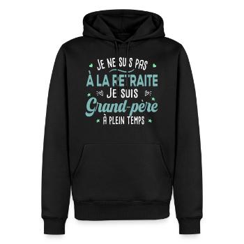 Retraite grand-père. Cadeau papy retraité. Sénior - Sweat à capuche Premium bio Homme - noir - Devant - Nico (187cm)