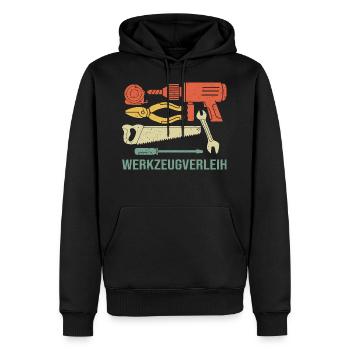 Werkzeugverleih Werkzeug Hammer Handwerker Vintage - Männer Premium Bio Hoodie - Schwarz - Vorne - Nico (187cm)