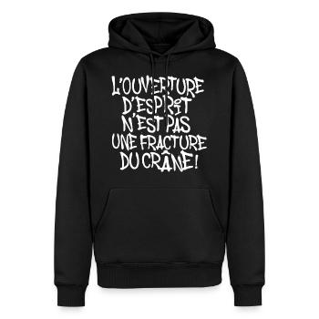 L' OUVERTURE D'*SPRIT PAS UNE FRACTURE DU CRANE - Sweat à capuche Premium bio Homme - noir - Devant - Nico (187cm)
