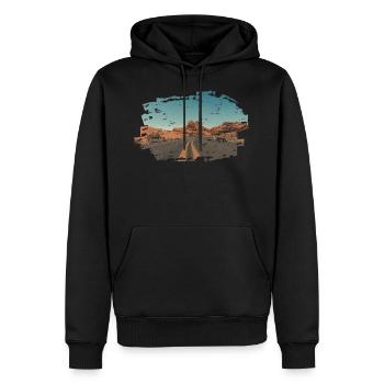 Road trip - Sweat à capuche Premium bio Homme - noir - Devant - Nico (187cm)